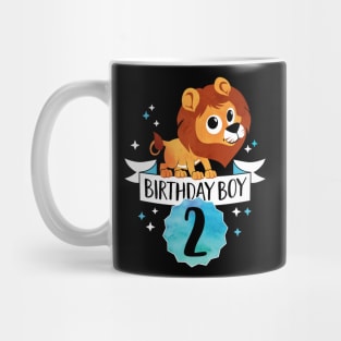 Birthday Boy Lion - Two Years Child Baby Toddler Gift - Second Birthday - 2nd bday Mug